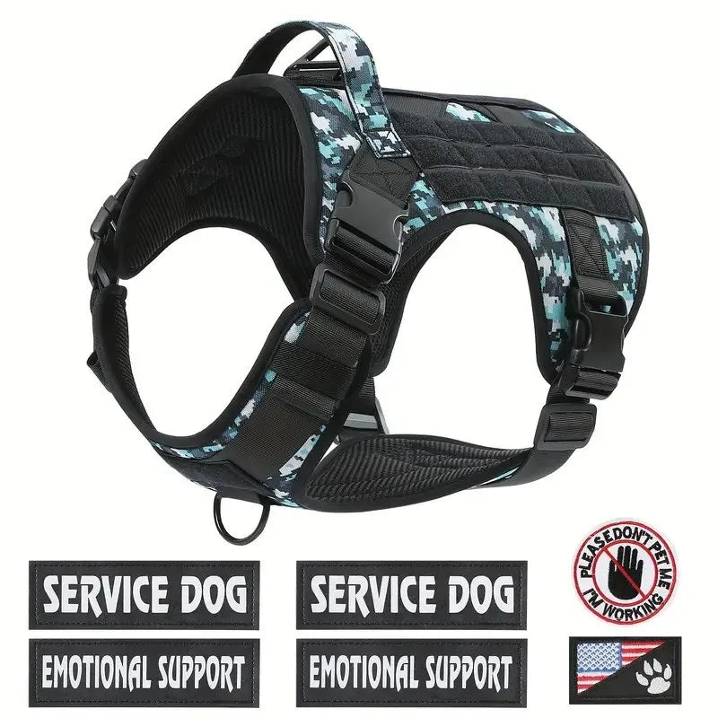 Tactical Dog Harness with Handle - Blue Camo