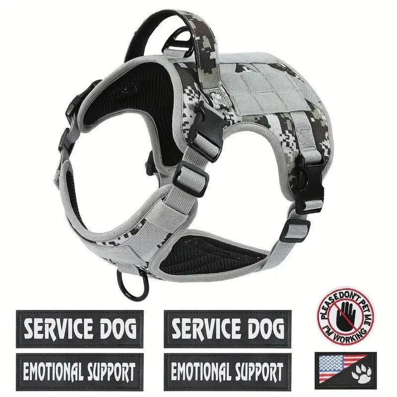 Tactical Dog Harness with Handle - Gray Camo