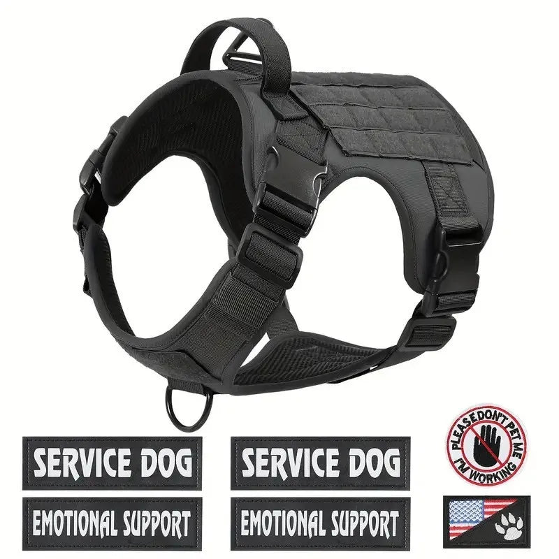 Tactical Dog Harness with Handle - Black