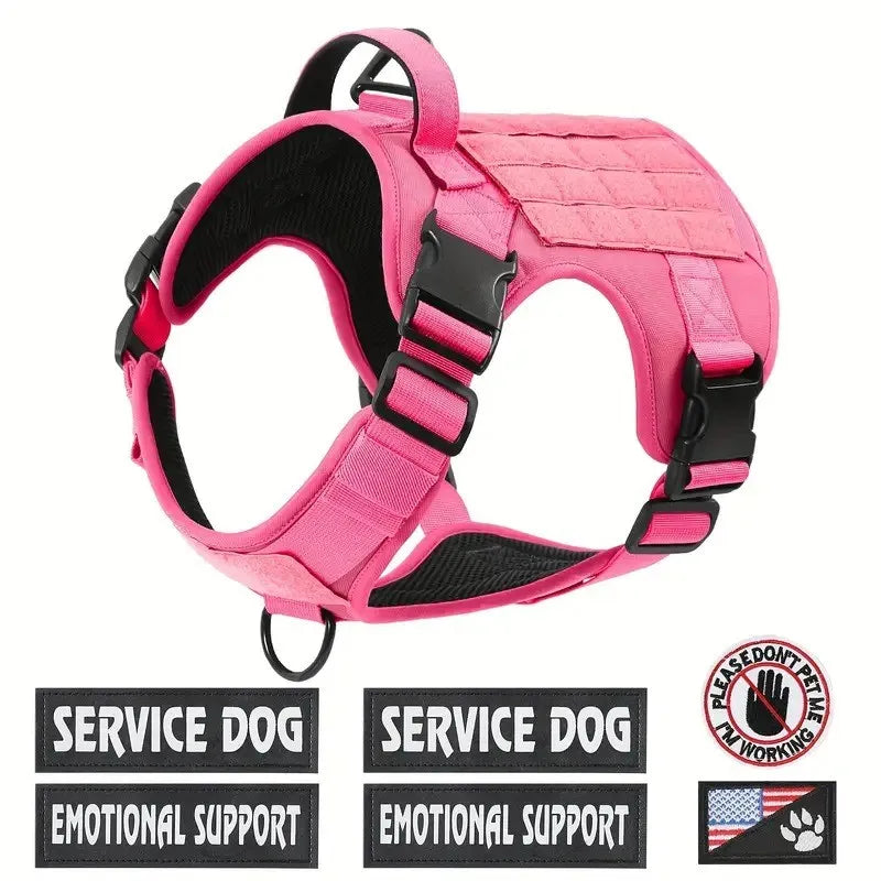 Tactical Dog Harness with Handle - Pink