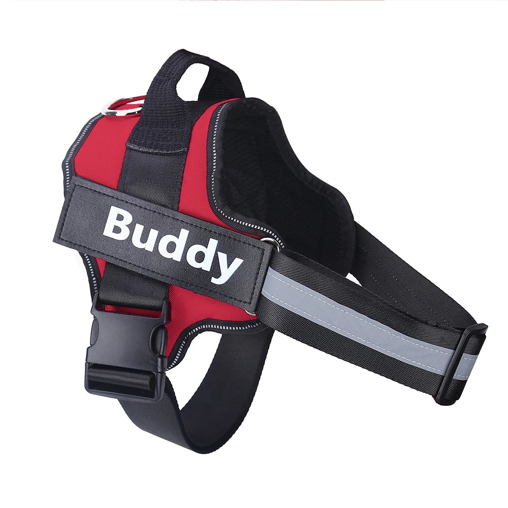 Custom Name Patch No-Pull Dog Harness - Red