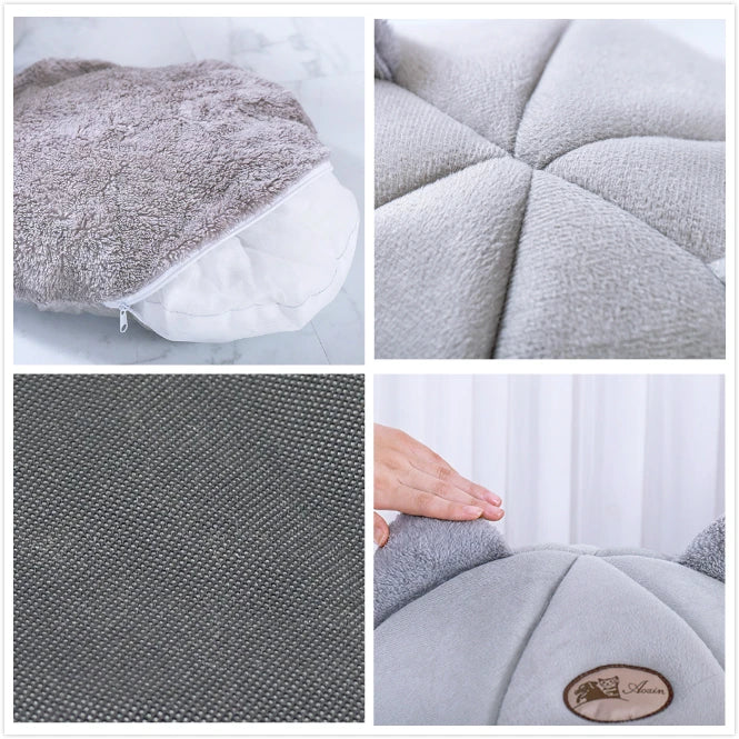Plush Cat House Cave Bed with Removable Cushion