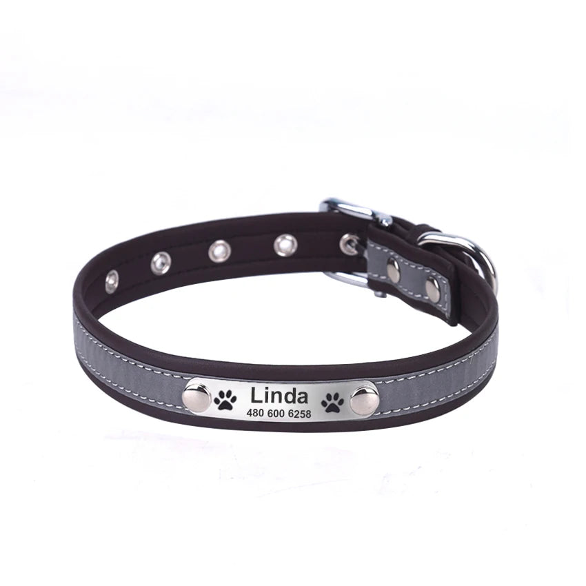 Personalized Leather Dog Collar - Brown