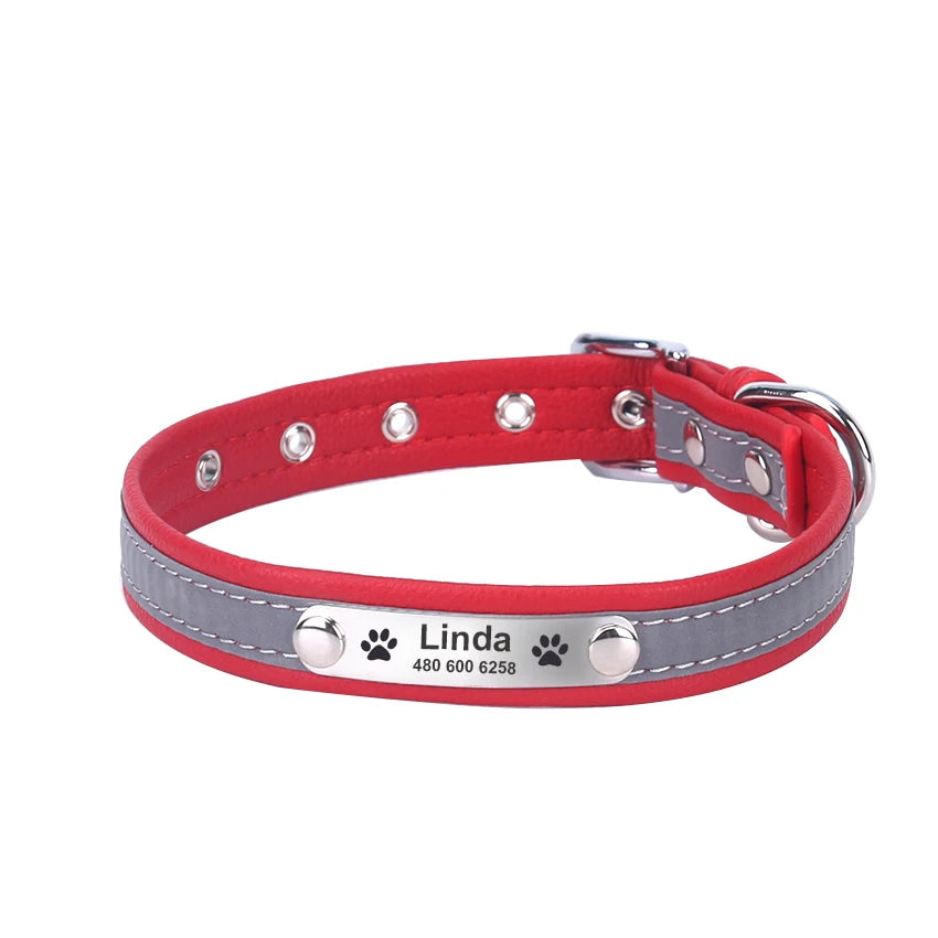 Personalized Leather Dog Collar - Red
