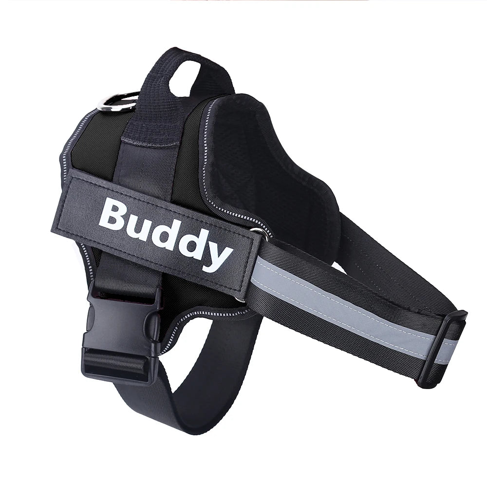 Custom Name Patch No-Pull Dog Harness - Black