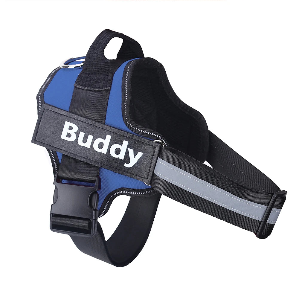 Custom Name Patch No-Pull Dog Harness - Blue