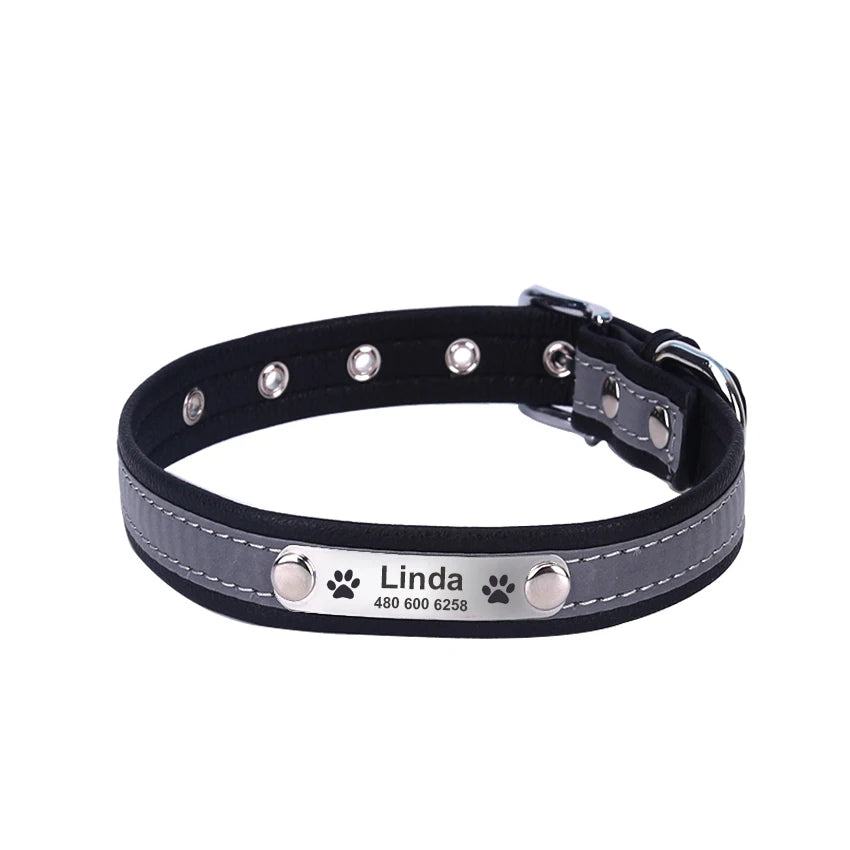 Personalized Leather Dog Collar - Black