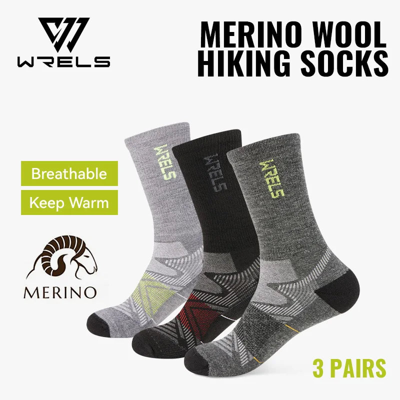 Merino Wool Hiking Socks - Cushioned Crew (1-3 Pairs)