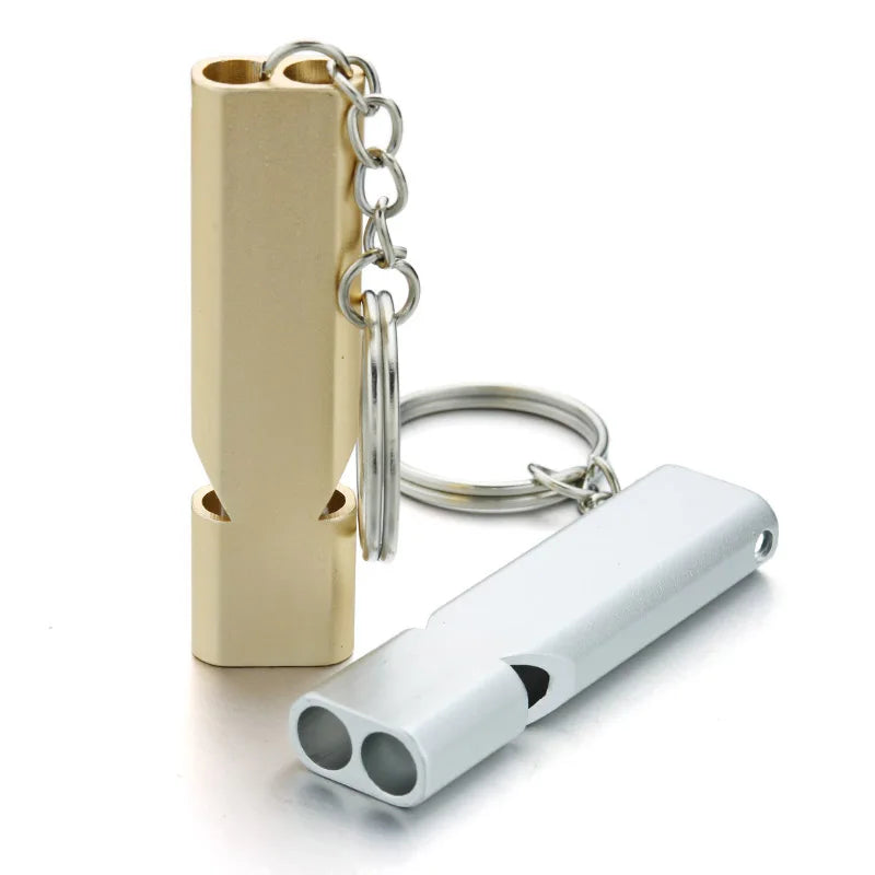 Double-Tube Survival Whistle Keychain - High Decibel