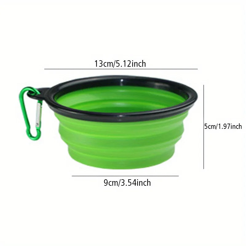 Collapsible Silicone Travel Dog Bowl - Single Pop-Up with Carabiner