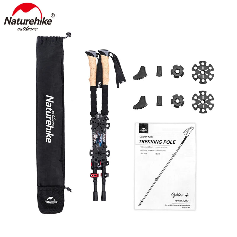 Carbon Fiber Trekking Poles (Pair) - Collapsible Hiking Sticks