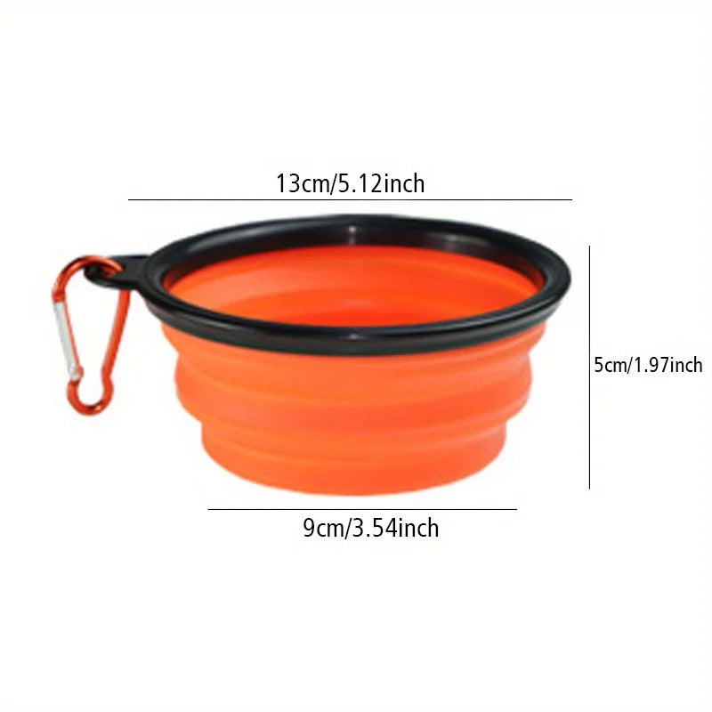 Collapsible Silicone Travel Dog Bowl - Single Pop-Up with Carabiner