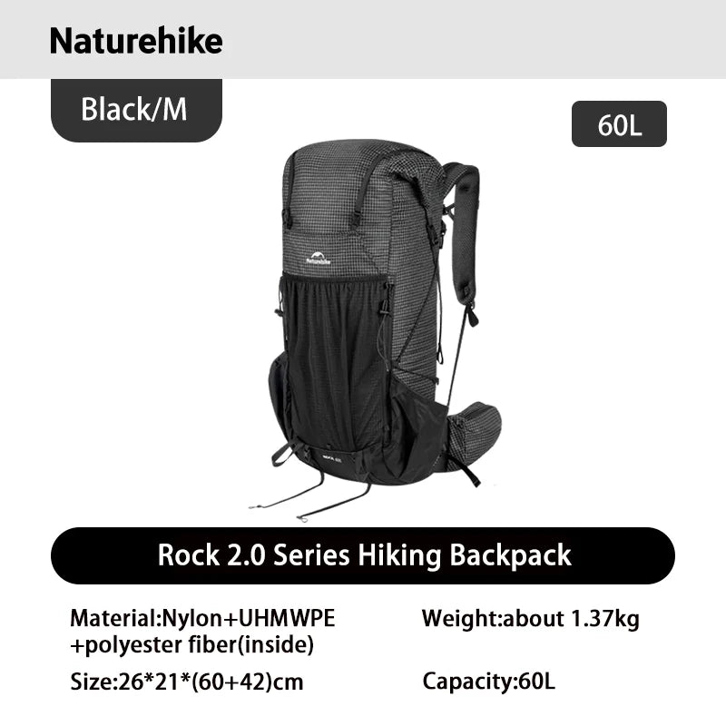 Naturehike Rock 2.0 Aluminum Frame Hiking Backpack - 30L / 45L / 60L