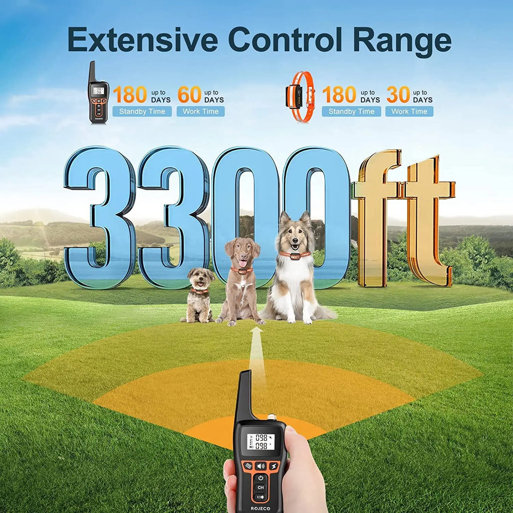 Remote Dog Training Collar - Beep, Vibration & Shock (1000m, IPX7)