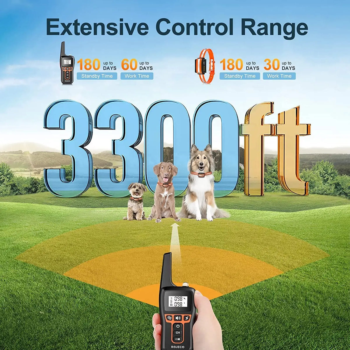 Remote Dog Training Collar - Beep, Vibration & Shock (1000m, IPX7)