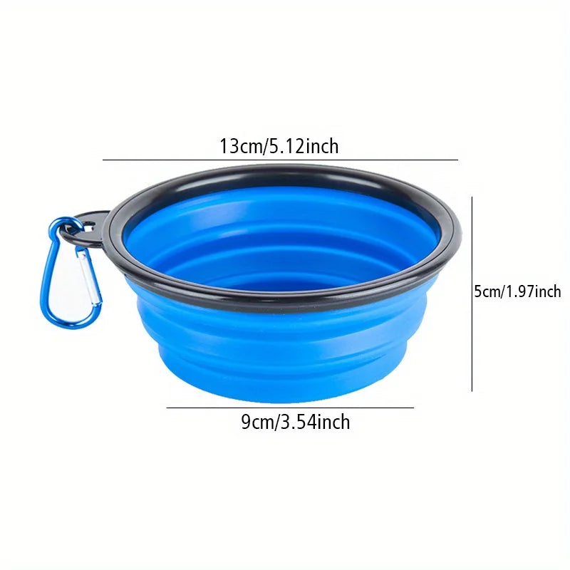Collapsible Silicone Travel Dog Bowl - Single Pop-Up with Carabiner