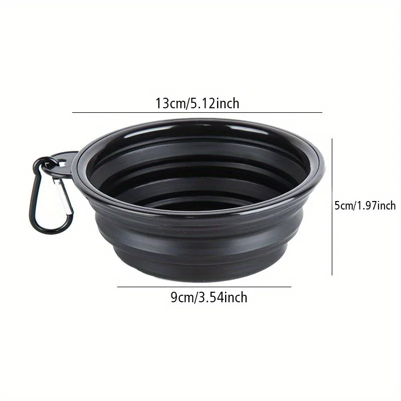 Collapsible Silicone Travel Dog Bowl - Single Pop-Up with Carabiner