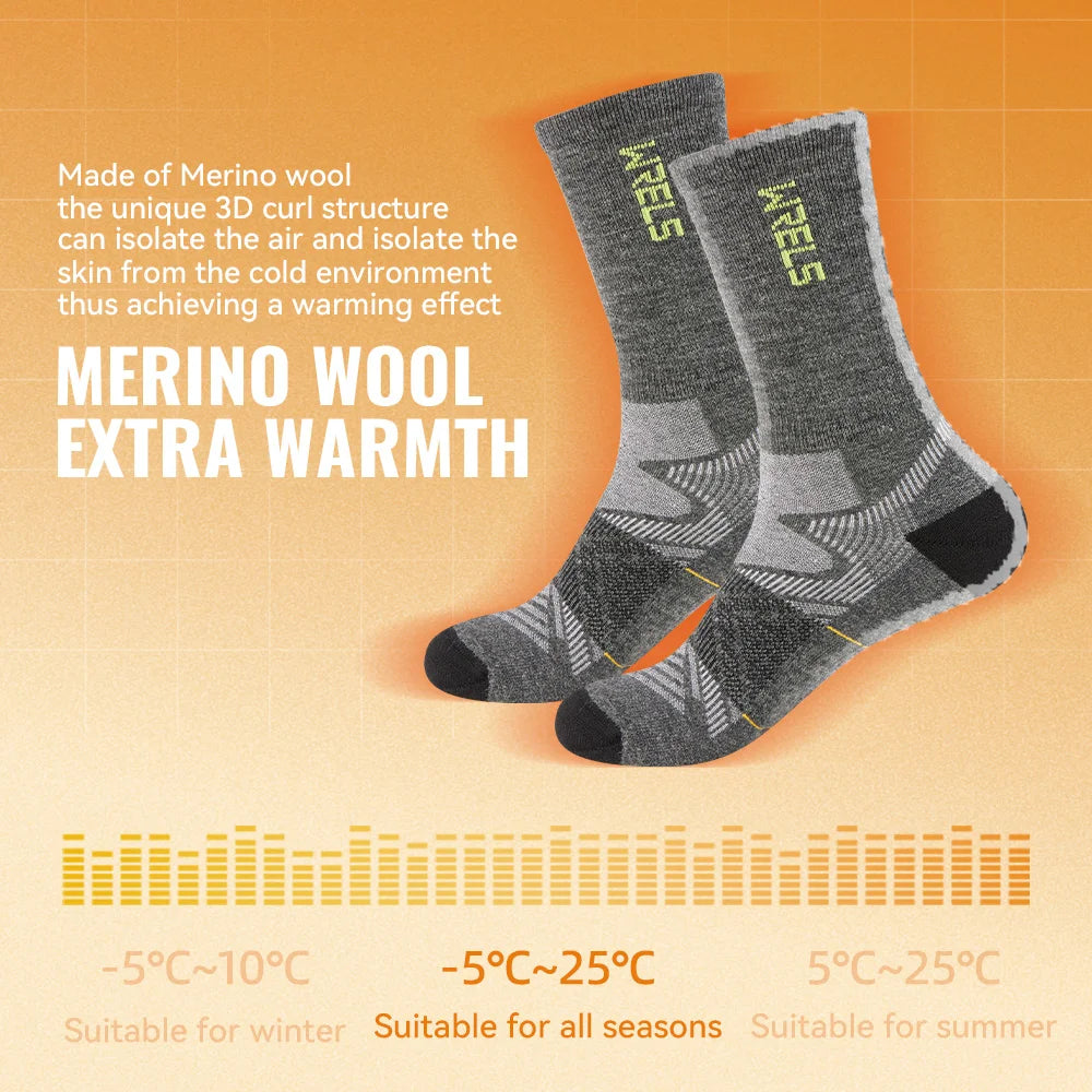 Merino Wool Hiking Socks - Cushioned Crew (1-3 Pairs)