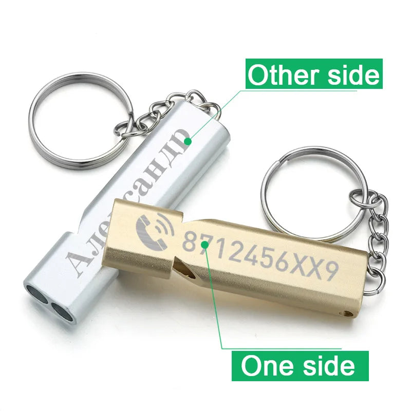 Double-Tube Survival Whistle Keychain - High Decibel