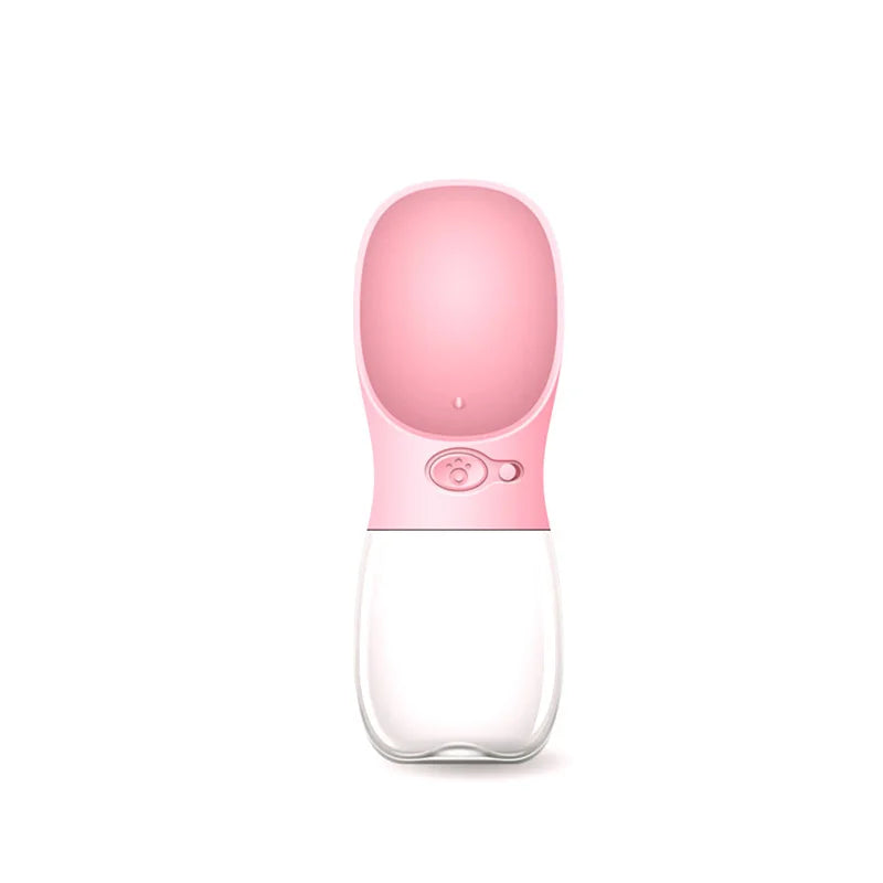 Portable Dog Water Bottle with Bowl - Pink