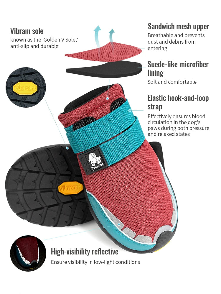 Dog Boots with Vibram Soles - Protective Paw Shoes (2 or 4 Pack)