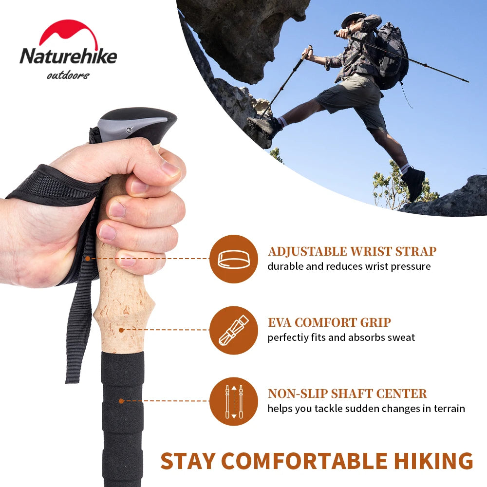 Carbon Fiber Trekking Poles (Pair) - Collapsible Hiking Sticks