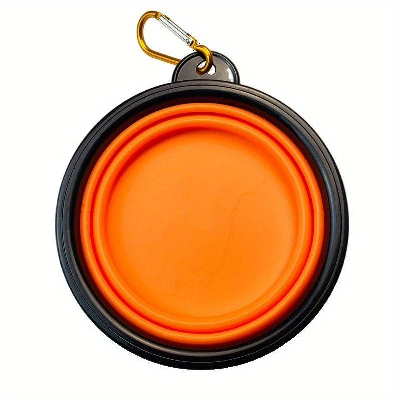 Collapsible Silicone Travel Dog Bowl - Single Pop-Up with Carabiner