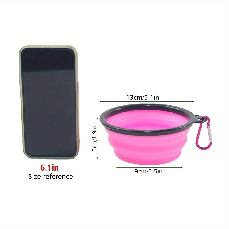 Collapsible Silicone Travel Dog Bowl - Single Pop-Up with Carabiner