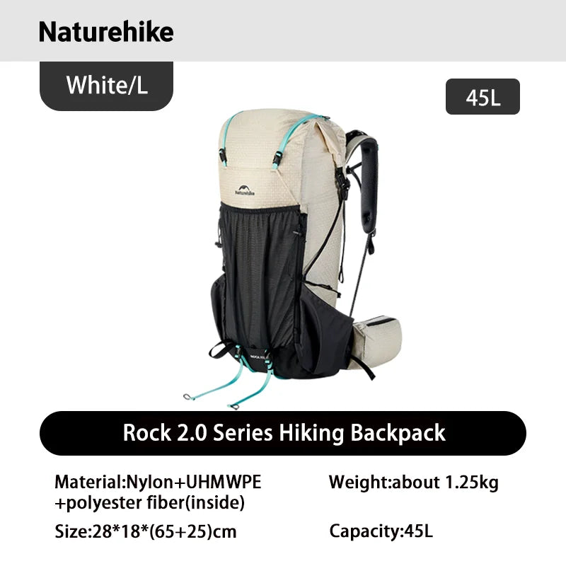 Naturehike Rock 2.0 Aluminum Frame Hiking Backpack - 30L / 45L / 60L