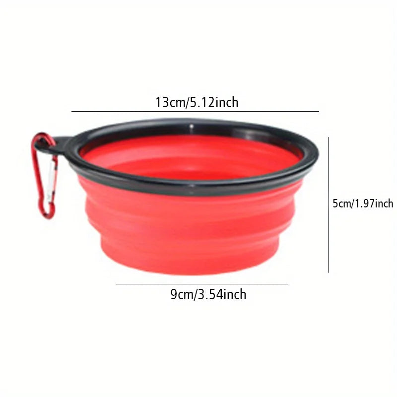 Collapsible Silicone Travel Dog Bowl - Single Pop-Up with Carabiner