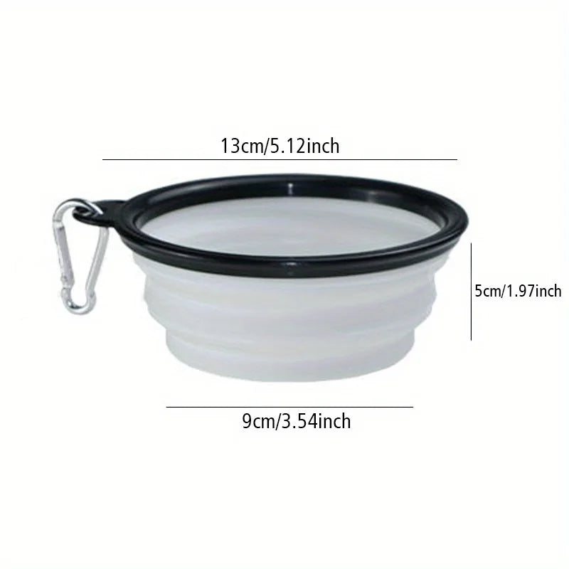 Collapsible Silicone Travel Dog Bowl - Single Pop-Up with Carabiner