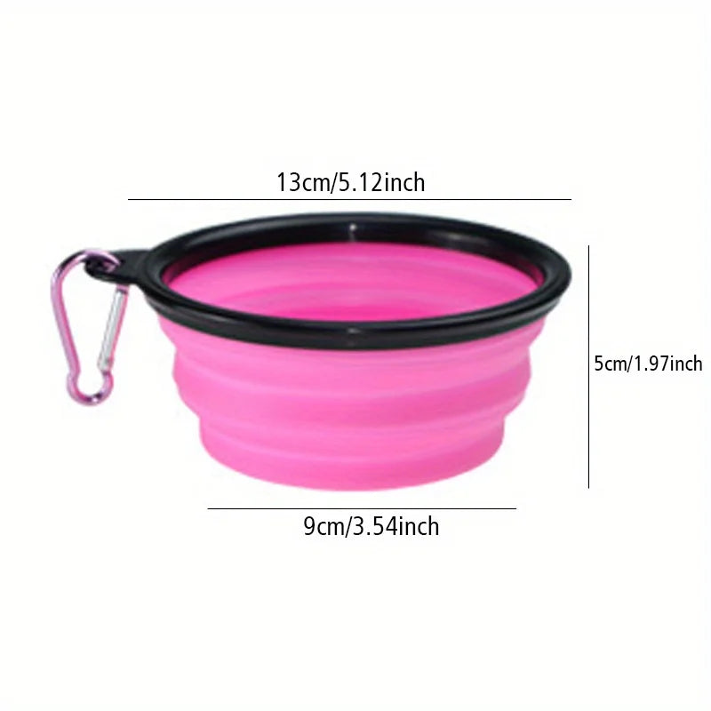 Collapsible Silicone Travel Dog Bowl - Single Pop-Up with Carabiner